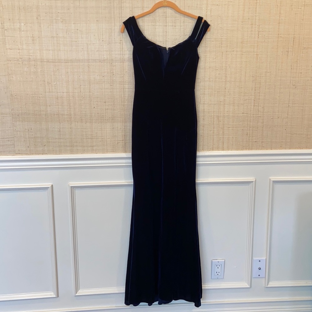 Aqua evening gown, Blue velvet, size 2